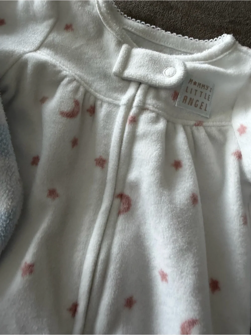 Carter's Blue and White Floral Fleece Footed One-Piece